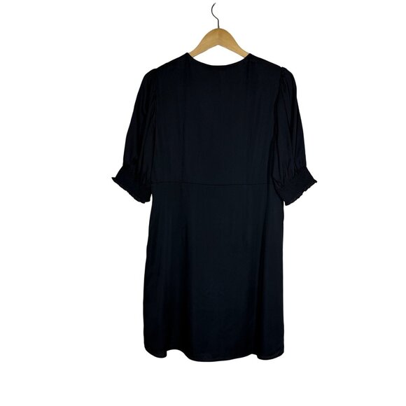 Quince Washable Stretch Silk Puff Sleeve Mini Dress Womens Size L Minimalist Blk - Picture 10 of 11